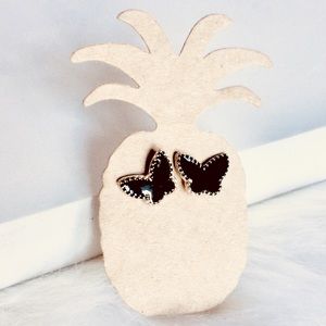 💌 🍩 Rose Gold Tone Black Butterfly Earrings🦋